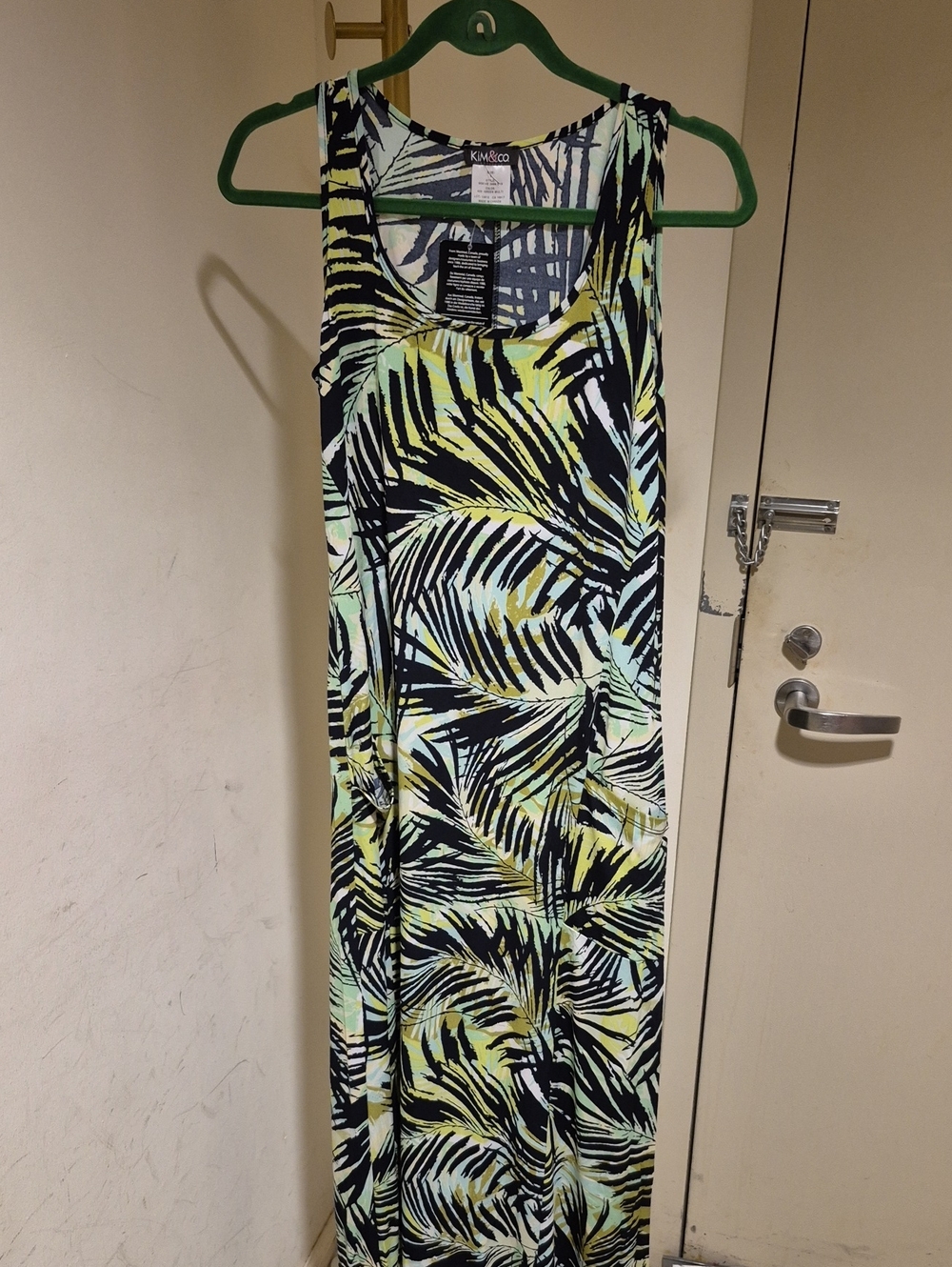 Tropical Print Sleeveless Maxi Dress in Mint and Black